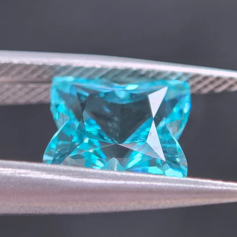 

Lab Grown Paraiba Four Corner Plum Blossom VVS1 Gemstone Charms Beads for DIY Jewelry Making Earrings Selectable AGL Certificate