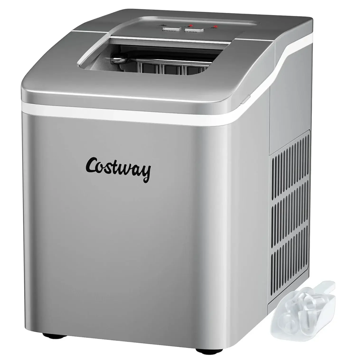 

COSTWAY Countertop Ice Maker, 26Lbs/24H Portable Ice Machine with Self-Cleaning Function, Bullet Ice Cubes Ready in 8 Mins