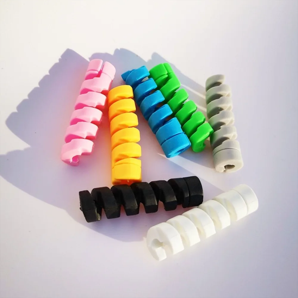 Manicotto protettivo per cavo dati TPR portatile Anti-piega Previene la rottura Trimmer per cavi Dispositivo di avvolgimento a spirale leggero a 7 colori