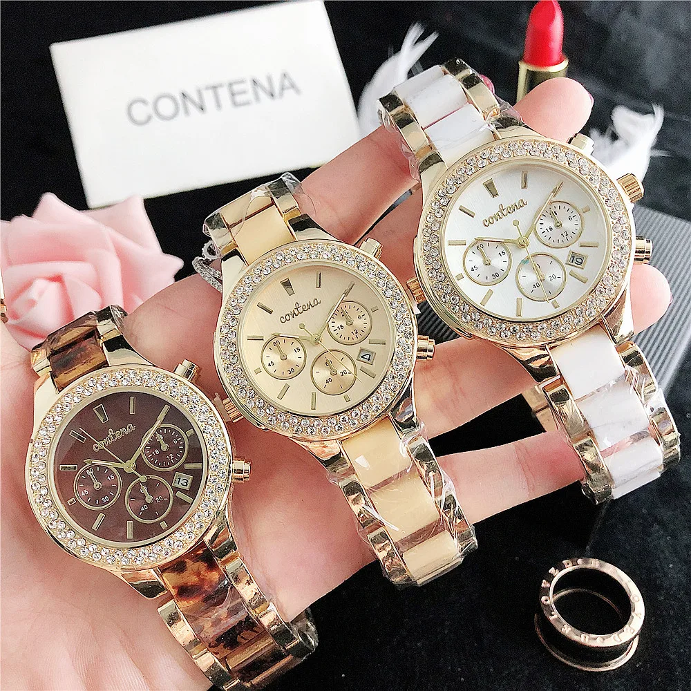 

2023 CONTENA Women Watches Top Brand Luxury Quartz Ladies Fashion Wristatch Rose Gold Diamond Female Clock Relogio Feminino