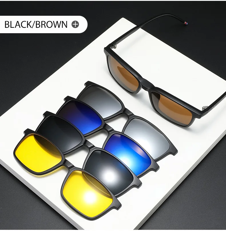 VCKA 5 Clips Magnet Sonnenbrille Objektiv Männer Myopie Fahren Gläser TR90 Rahmen Anpassen Rezept-0,5 ZU-6,0 Frauen brillen – Detail 10