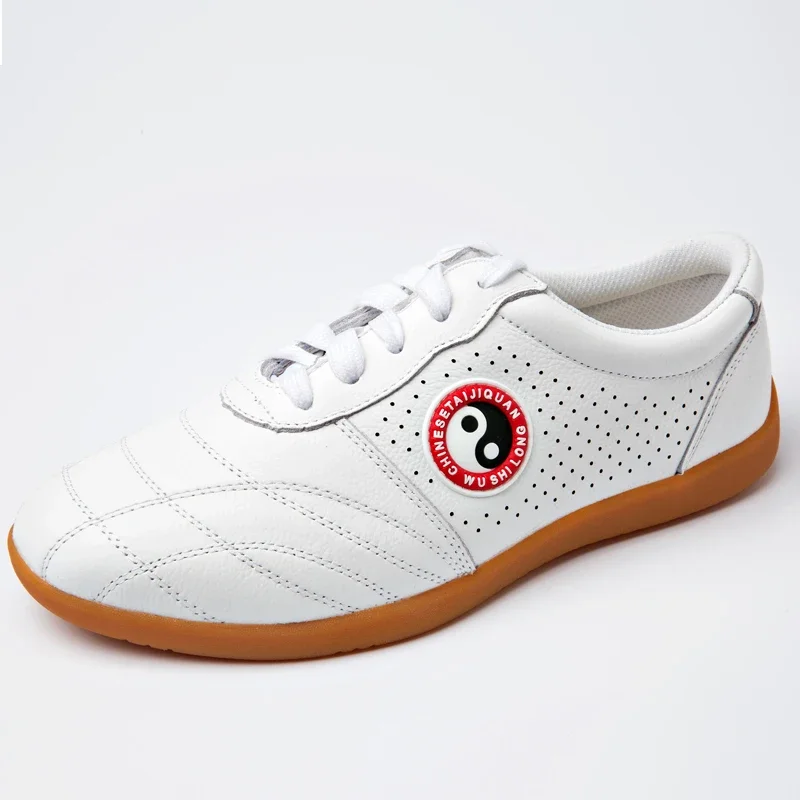 Pelle bovina Tai-Chi Scarpe In Vera Pelle Morbida Scarpe Scarpe Scarpe Kung Fu Arti Marziali Scarpa Da Tennis di Sport di Formazione Calzature Rosso Bianco Nero