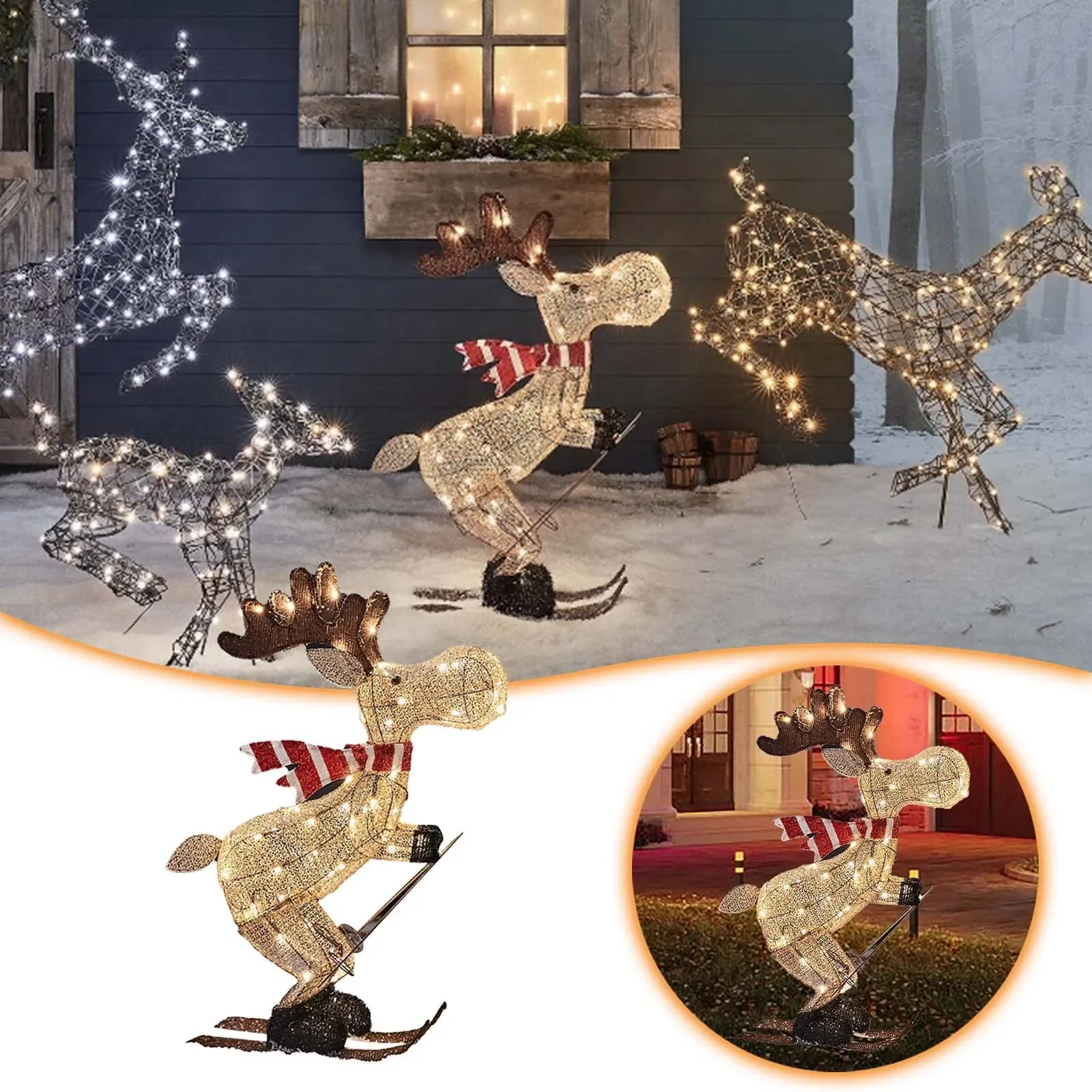 Deer Shaped LED Outdoor Yard Decorations For Christmas Snowy Decor Retirement Cake Toppers Basketball Party Theme