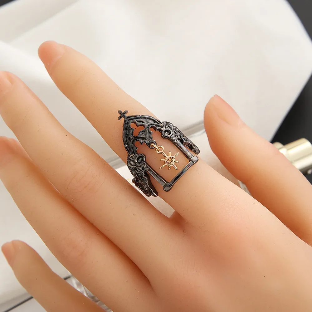 الرجعية القرون الوسطى القلعة قابل للتعديل حلقة مفتوحة للنساء الشرير القوطية منفعل زوجين مجوهرات خمر للجنسين اكسسوارات هدية لعشاق
