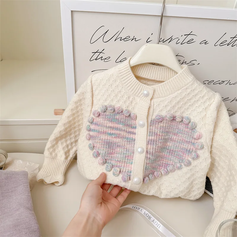 

Girls Winter Two-Piece Set New Korean Fashion Baby Cardigan Knitted Autumn Winter Sweater Jacket Fleece-Lined Long Pants