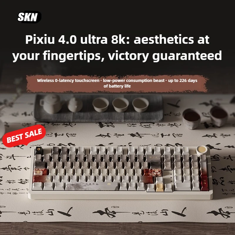 

SKN Pixiu4.0Ultra Tri-Mode Механическая клавиатура Прокладка Dual 8K ПрокладкаPro Structure PBT 98% раскладки Полная клавиша с возможностью горячей замены RGB Подарок