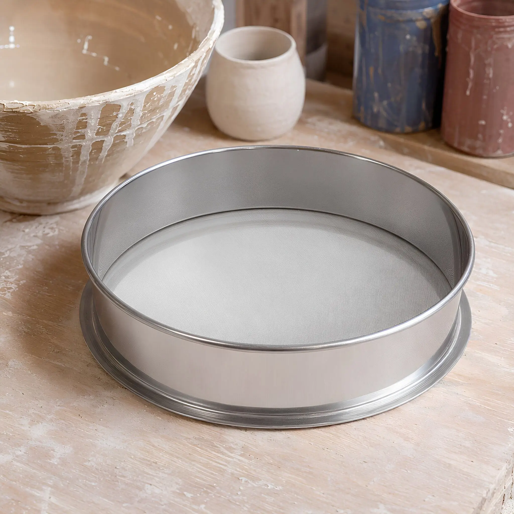 Pottery Glaze Sieve Stainless Steel Round Mesh Strainer Ceramic Screen 30Cm Fine Mesh Filter
