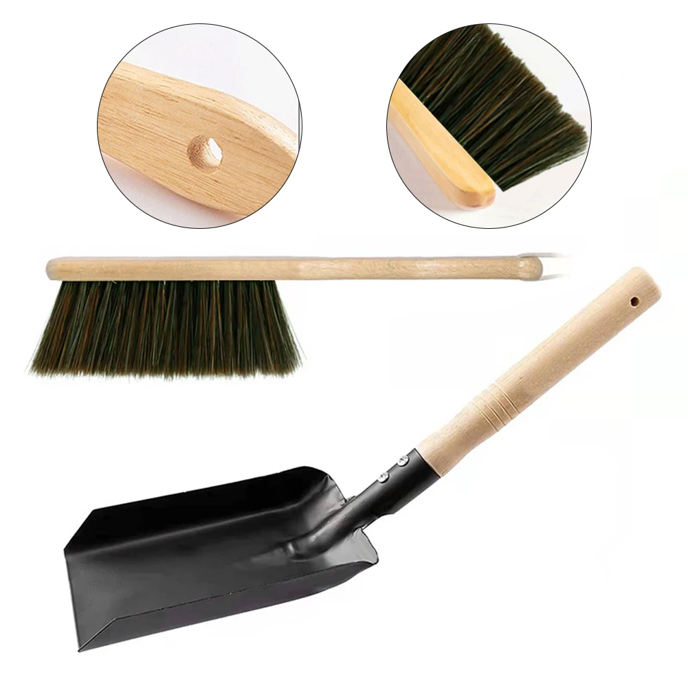 Hearth Tidy Tool Set Fireplace Shovel Brush Black Gloves Firepit Wood Burner Accessories Fireplace Hand Cleaning Tools