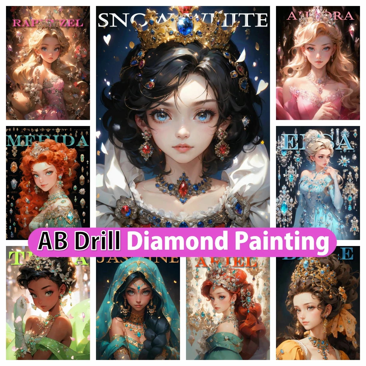 

Disney Princess 5D DIY AB Diamond Painting Mosaic Jewelry Series Embroidery Cross Stitch Rhinestones Handicraft Home Decor Gift