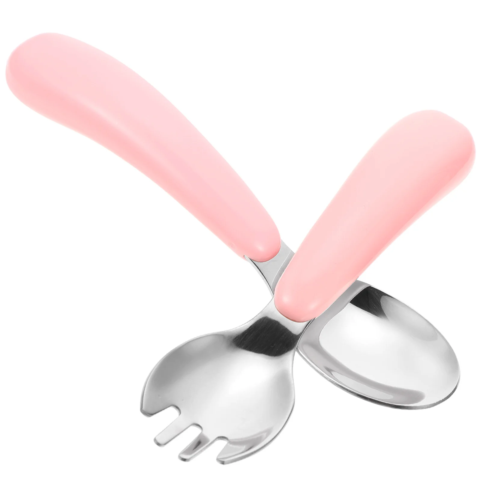 

1Set Toddler Fork Spoon Set Exquisite Craftsmanship Comfortable Grip Not Easy Skid Infant Feeding Fork Considerate Gift
