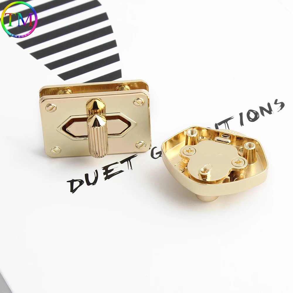 Gold Rectangle Clasp Turn Lock Twist Locks Closure Bag Buckle for DIY Women Bag Handbag Purse Hardware Luggage Bags Accessories