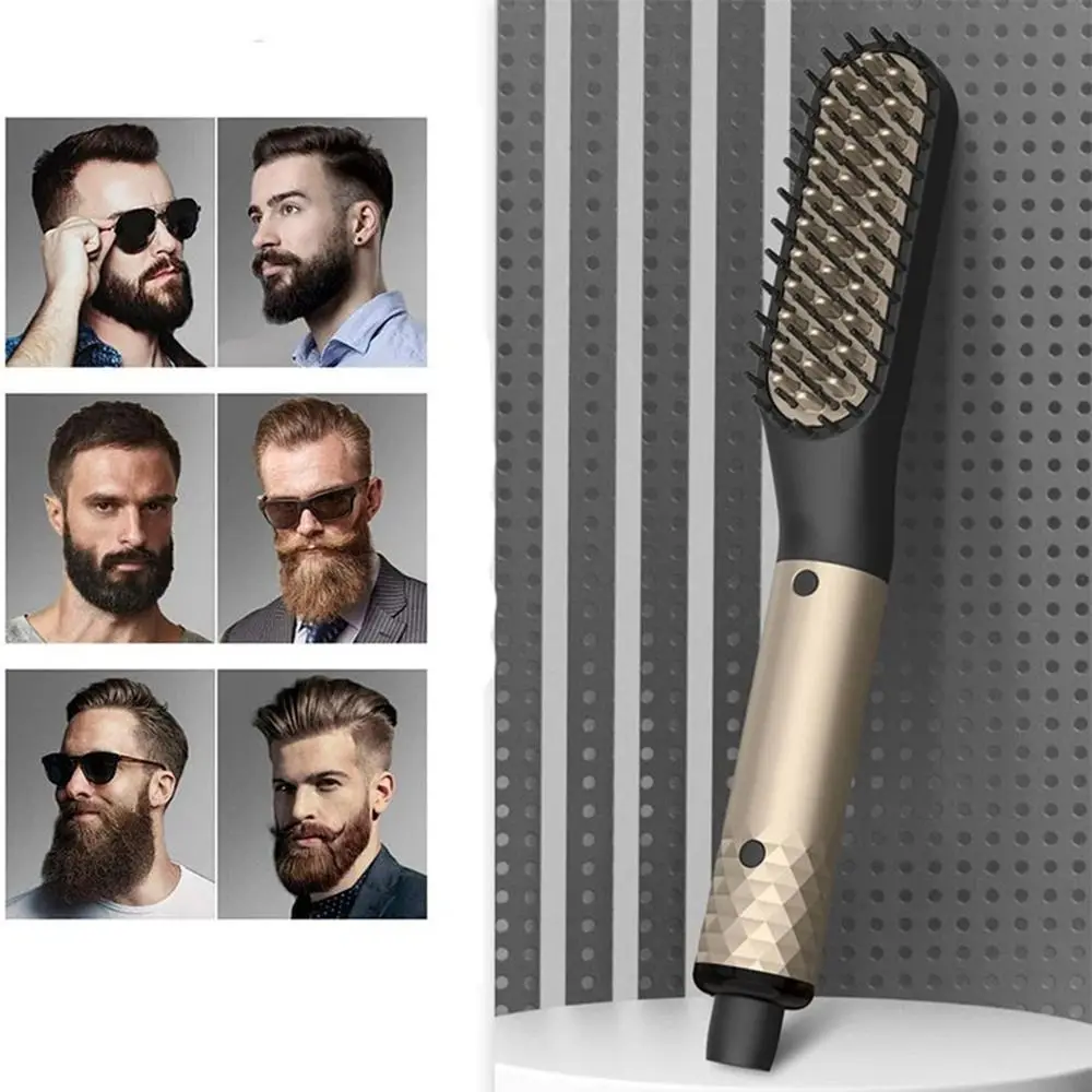 Mini cerâmica barba styling ferramenta para homens, escova de cabelo profissional, barba alisamento pente