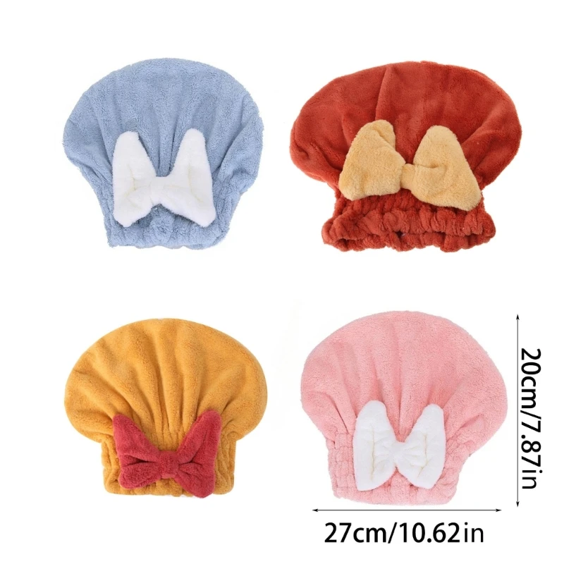 Khăn Microfiber Siêu Thấm Có Thắt Nơ Nhanh Khô Khăn Quấn Tóc Cho Tóc Ướt, Phụ Kiện Phòng Tắm Dropsale