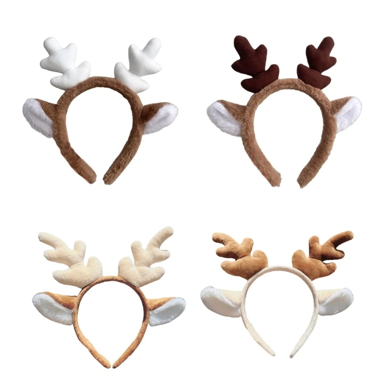 

Deer Horns Hairband Soft Fabric Unisex Headpiece For Christmas Costuming Everyday