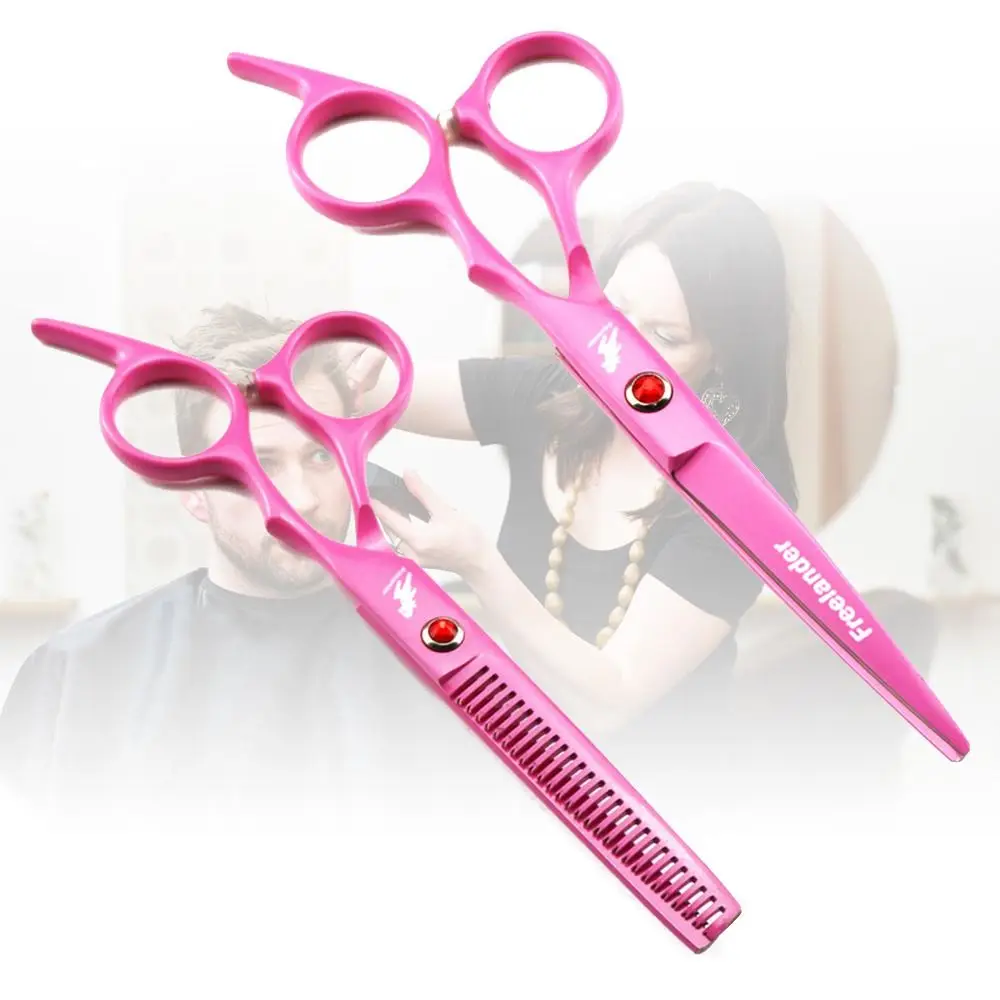 

Professional Hairdressing Shears Pink 6.0 Inch Thinning Barber Scissors Hair Cutting Scissors