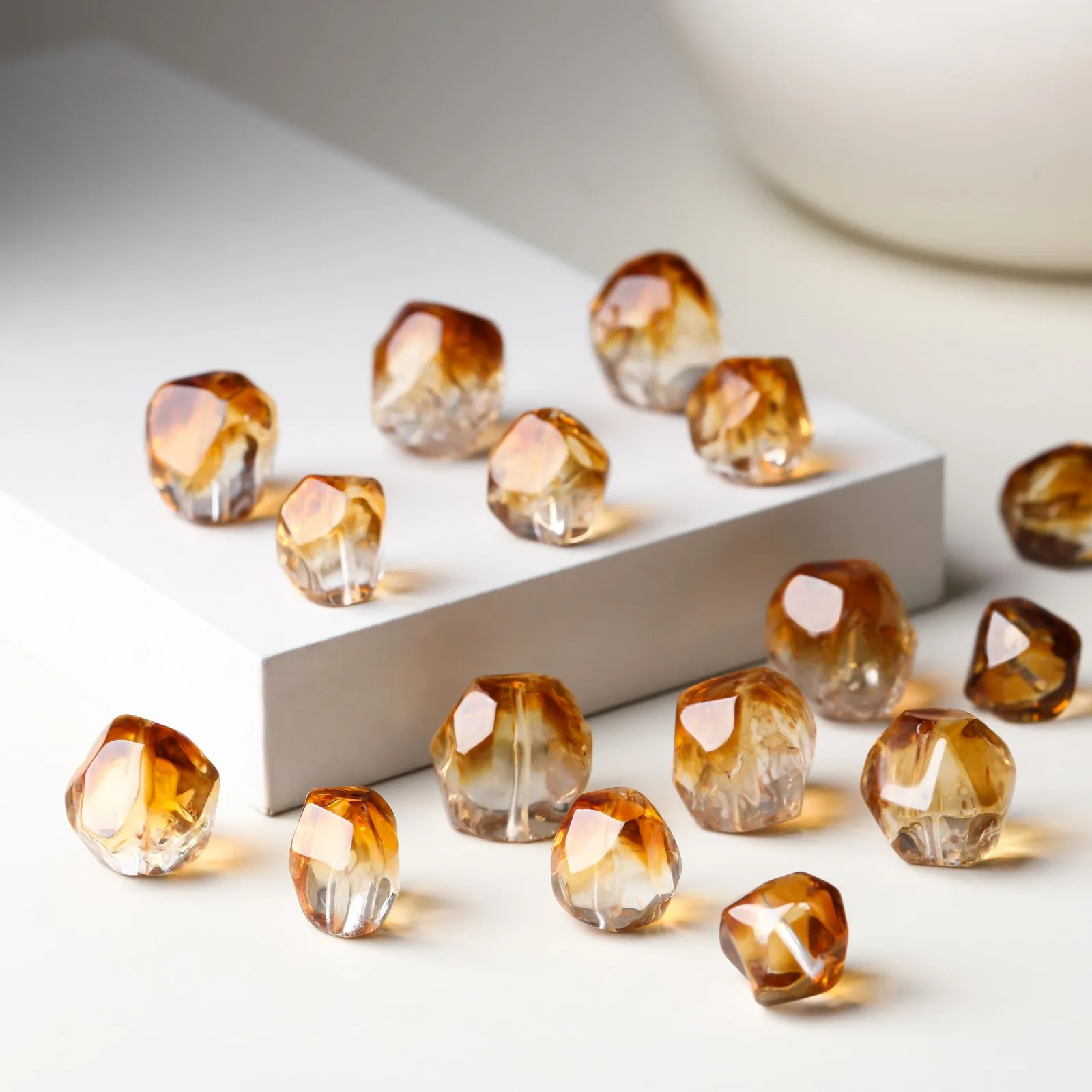 1 PC Natural Stone Golden Quartz Citrine Bead Faceted Irregular Loose Bead For Jewelry Making Diy Necklace Bracelet Accessory
