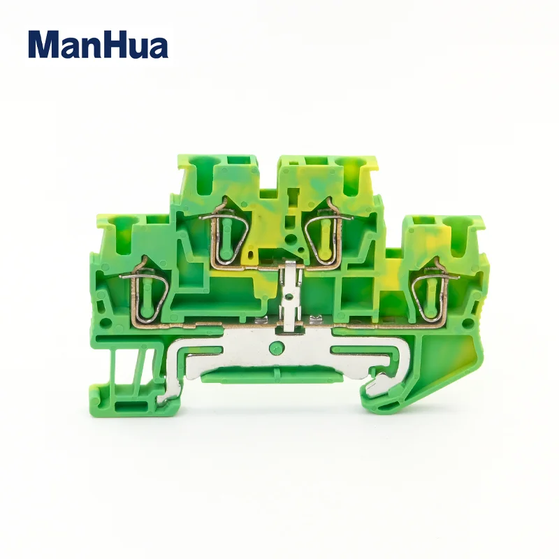 ManHua5Pcs STTB2.5-PE Ground Wire Connector Spring-cage 2 Level Earth Protect Plug Electrical STTB2.5 PE Din Rail Terminal Block