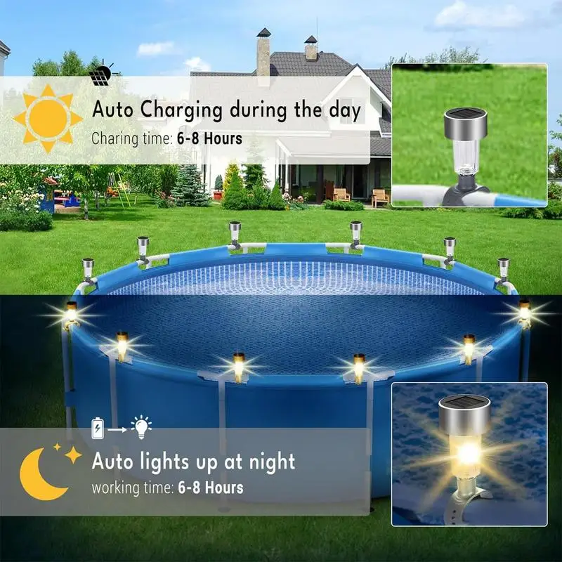 Solar Pool Lights For Above Ground Pools 10Pcs Waterproof Pool Solar Lights Pool Enclosure Lighting Decor Outdoor Swimming Pool