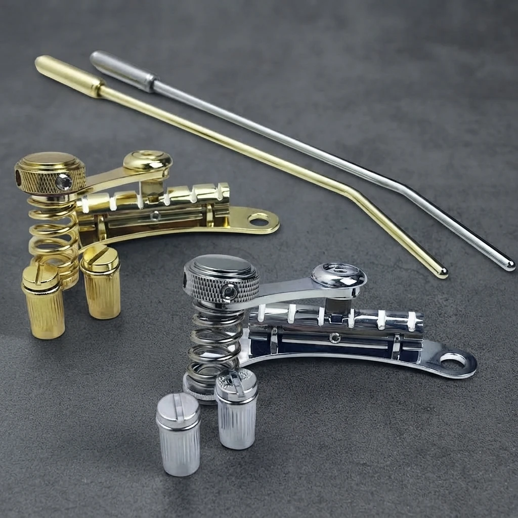 Tune-O-Matic Roller Saddle Bridge, Stop Bar Tailpiece Set, Chrome Finish, with Mounting Studs, 6 String for LP SG Style Guitars