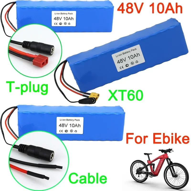 100% New Original 48V Ebike Battery Pack 10Ah 15Ah 20Ah High current Li-ion Battery Pack T-Plug XT60  Cable Connector and BMS