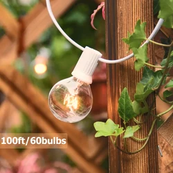 Outdoor String Light Globe Bulb, White Ball Lights, Guirlanda, Fada da corda, Natal, Casamento, Jardim, Festa, Pendurado Camping, 30m