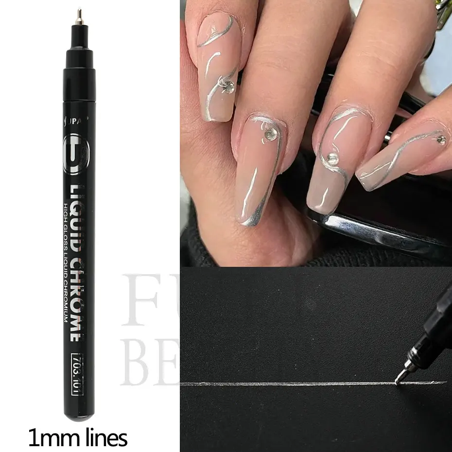 Silver Nail Graffiti Pen Chrome Mirror Effect Metallic Color Decoration Magic Pen Fast Dry Waterproof Manicure Drawing Tool #703