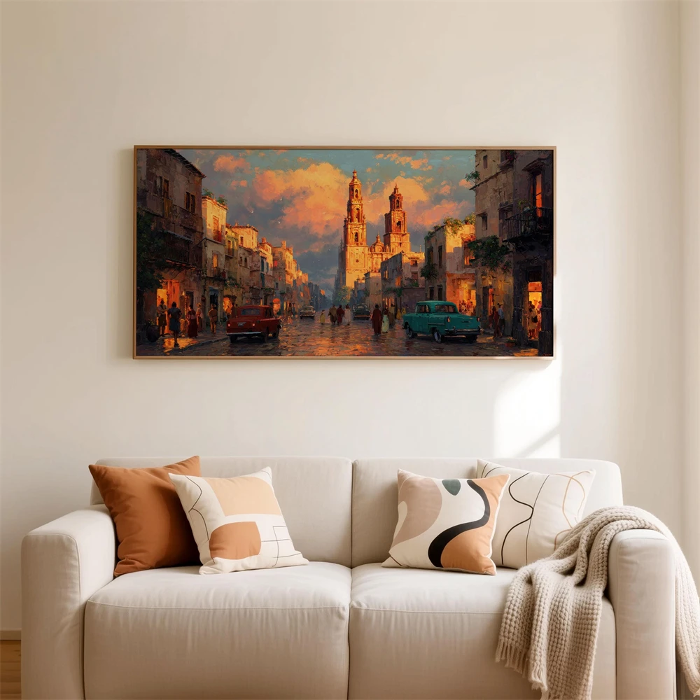 1pc frameless Canvas Painting Havana Sunset Street Print Vintage Cuba Poster Classic Cars Poster Istanbul Sunset Print Bosphorus