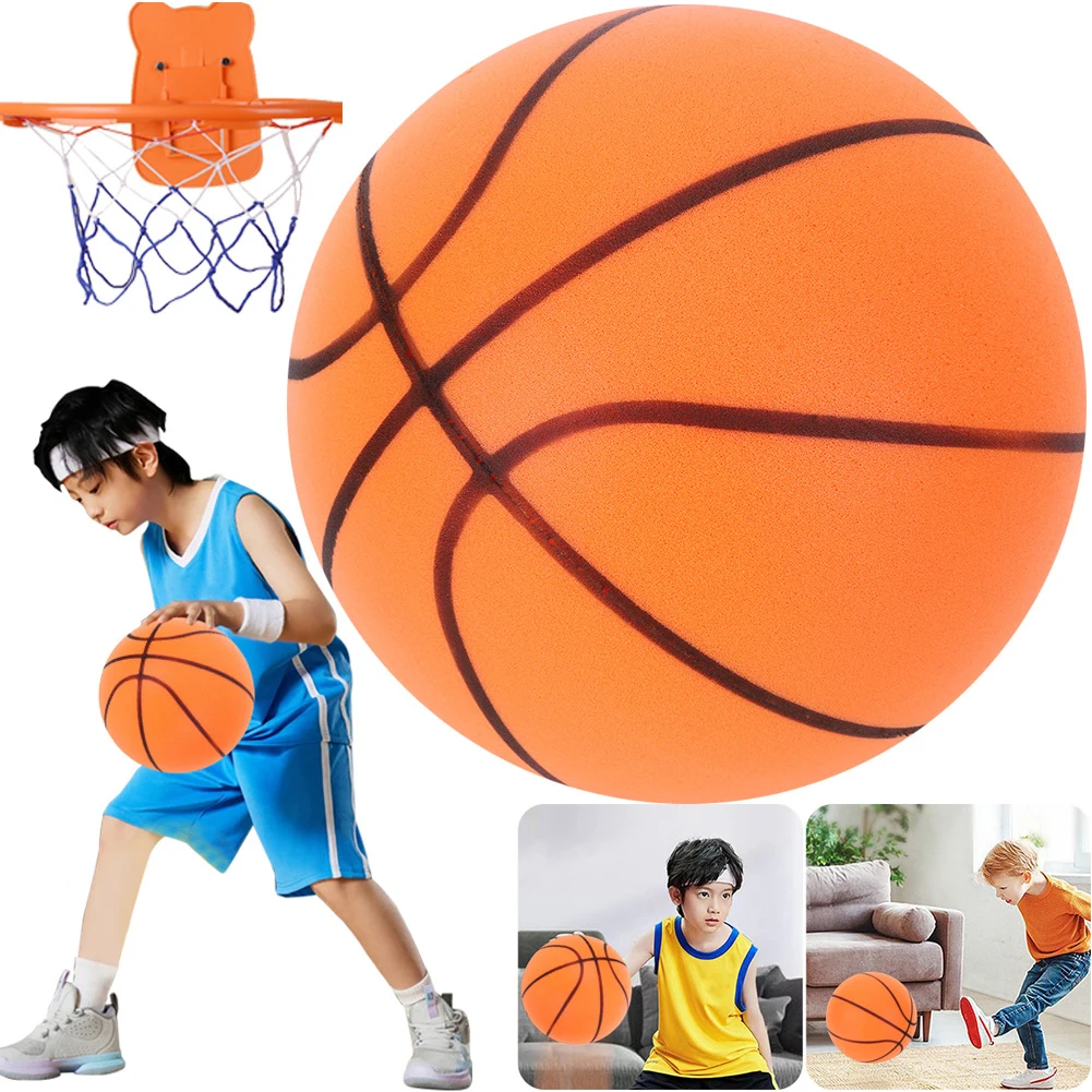 18/21/24cm Indoor Silent Basketball Sports Bouncy Balls High Density Foam Material Children Adults Ball Training Basketball