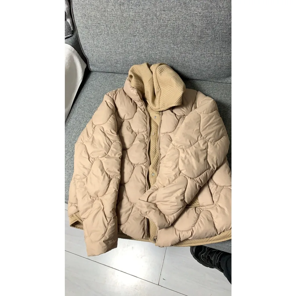 مقنعين سترة وهمية قطعتين أسفل ملابس قطنية المرأة الجديدة قصيرة المموج لدغ سميكة الدافئة القطن وسادة مبطنة معطف خارجي سيدة