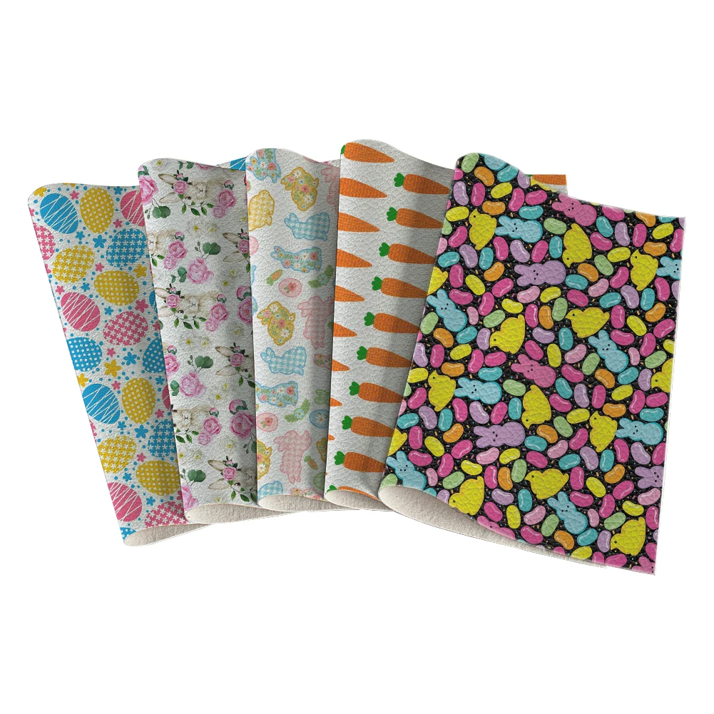 

22*30cm Cartoon Easter Day Elements Printed Pattern Artificial Cross Lychee Leather Pattern for DIY Jewelry Earring Craft Making