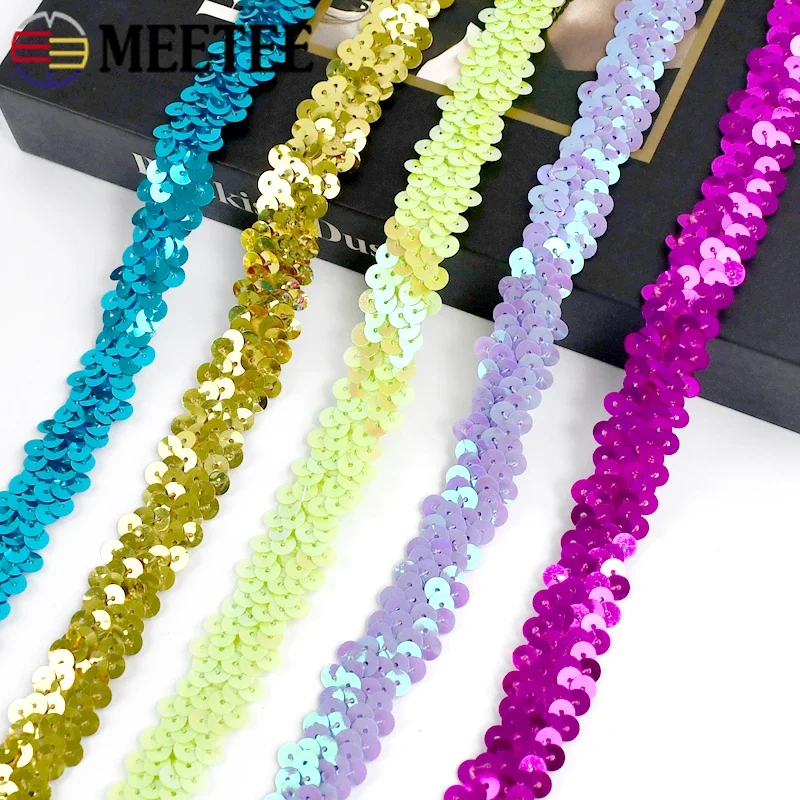 2/5/10 м Meetee 20 мм, кружевная лента с блестками, эластичная кружевная отделка, эластичная лента для одежды, украшение для танцевального платья, отделка ткани, шитье