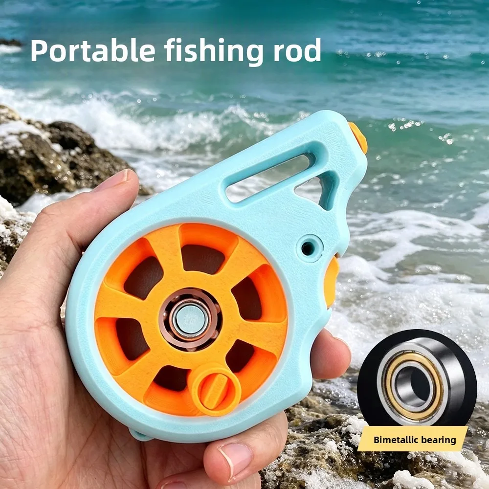 QAJTAO Portable pocket mini fishing, outdoor fishing wheel, crab fishing, hand line reel, cart reel, fishing equipment