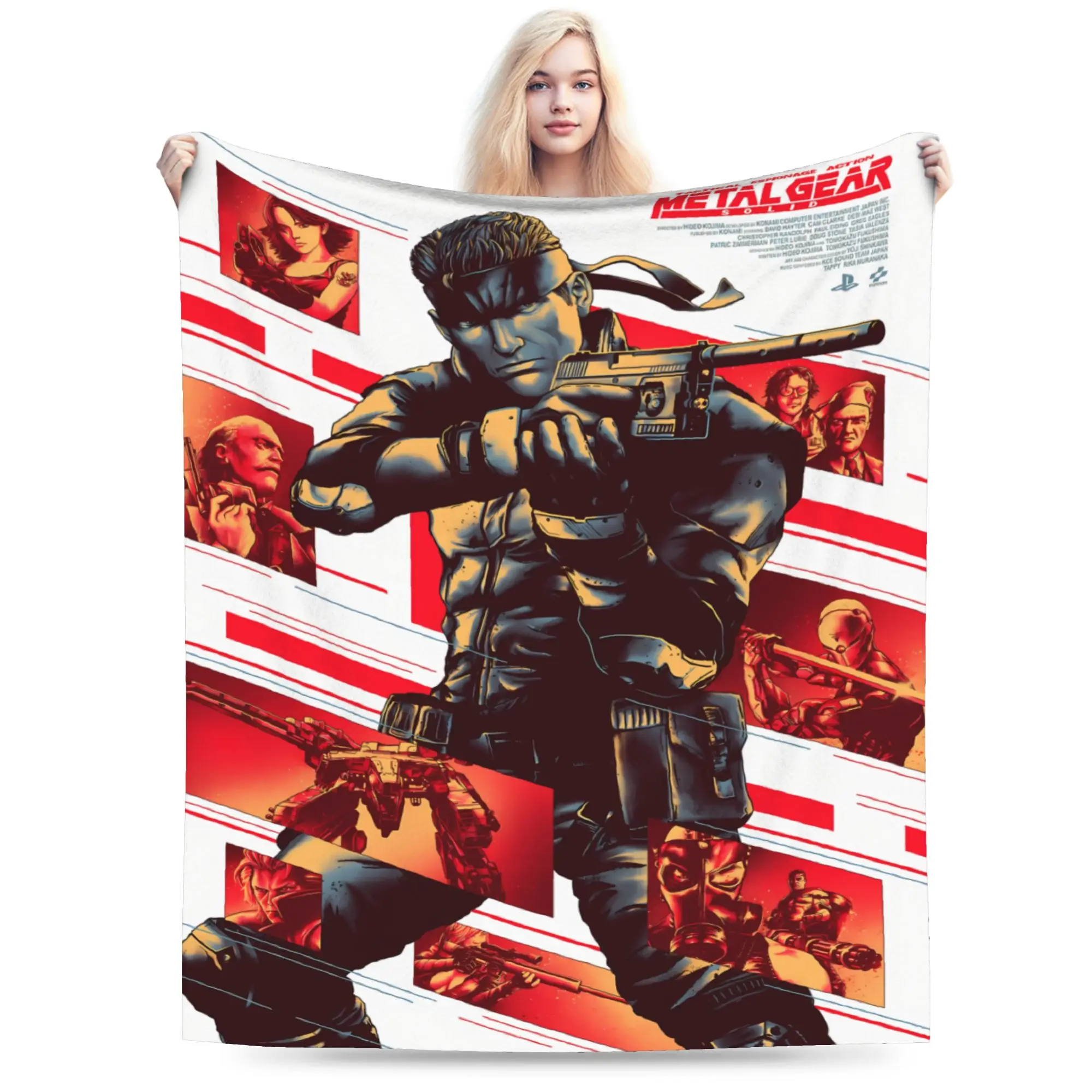 Metal Gear Solid Game Soft Blankets  Kids Adult Plush Throw Blanket Print Home Decor Flannel Bedspread Sofa Bed Cover