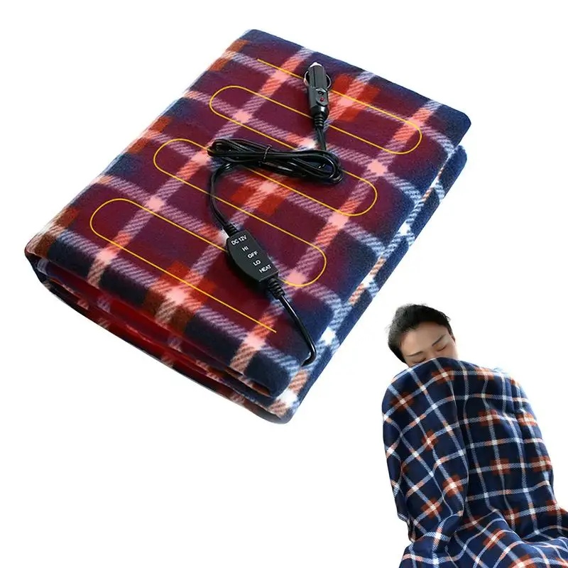 Travel Heated Blanket Portable Electric Blanket Machine Washable Temperature Control warm blanket for Camping winter supplies 