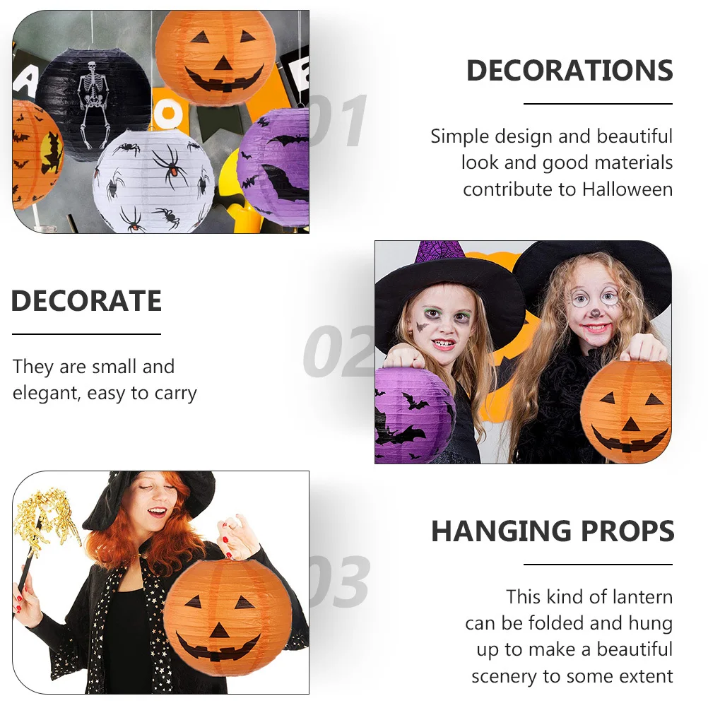 

6 Pcs Paper Lantern Halloween Hanging Lanterns LED for Folding Decorate Decorations