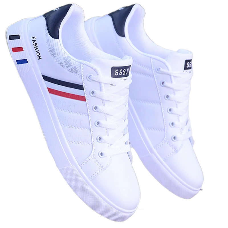 Sapatilhas leves e respiráveis masculinas casuais, sapatos planos com cordões, branco, viagens de negócios, tênis, plus size 46, novo