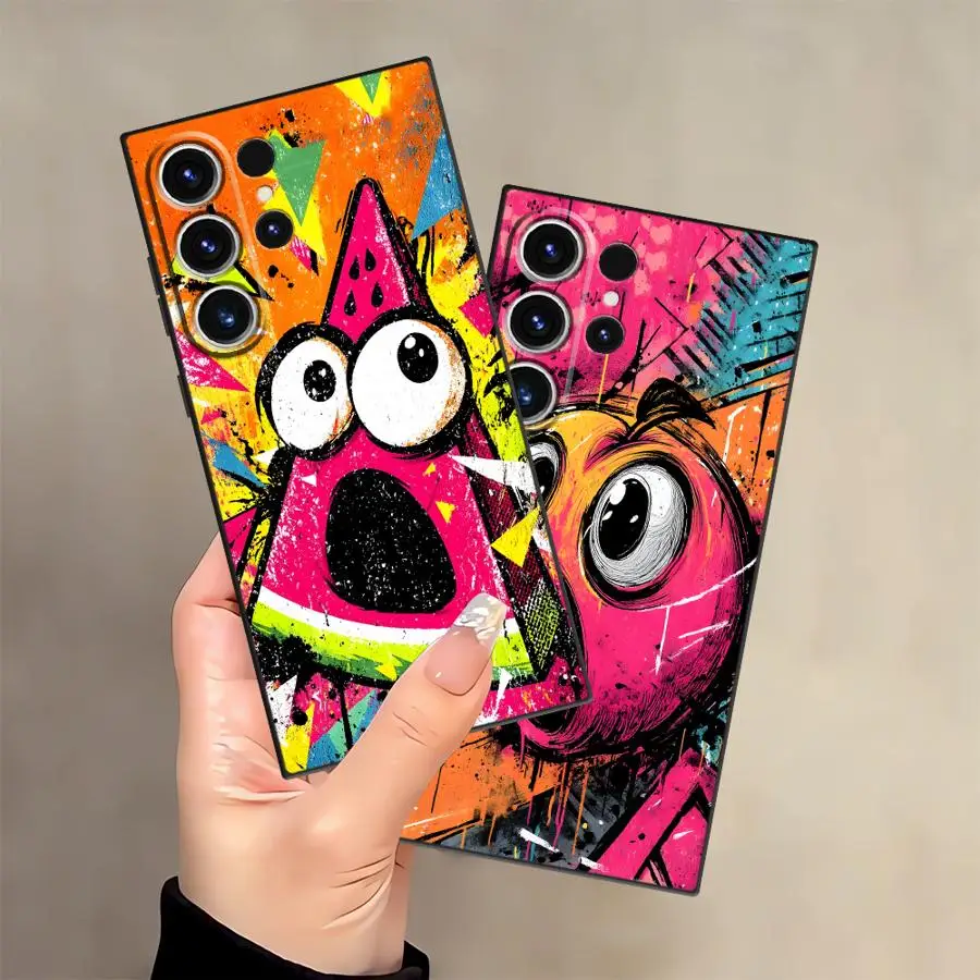 Fun Fruit Graffiti Soft Phone Cover Case for Samsung Galaxy S26 S25 Edge Note 8 9 10 20 Ultra S21 FE S24 Plus S9 S10 S23