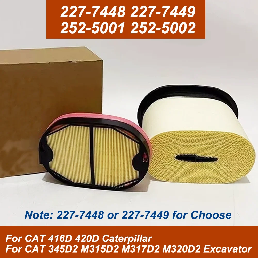 

For CAT Caterpillar 416D Air Filter 2277448 2277449 227-7448 227-7449 252-5001 252-5002 2525001 2525002 P608766 P785965 2934053
