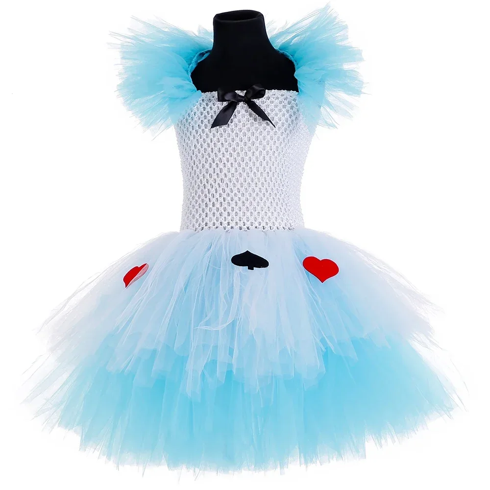 Princess Alice Tutu Dress for Baby Girls Birthday Party Tulle Dresses Wonderland Maid Cosplay Halloween Costume for Kids Clothes