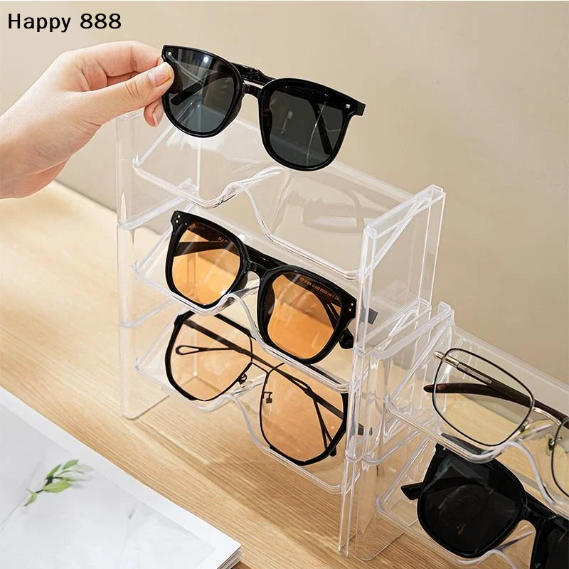 2-Pack Glasses Storage Rack For Desktop Or Counter: Stacked Sunglasses Display Stand