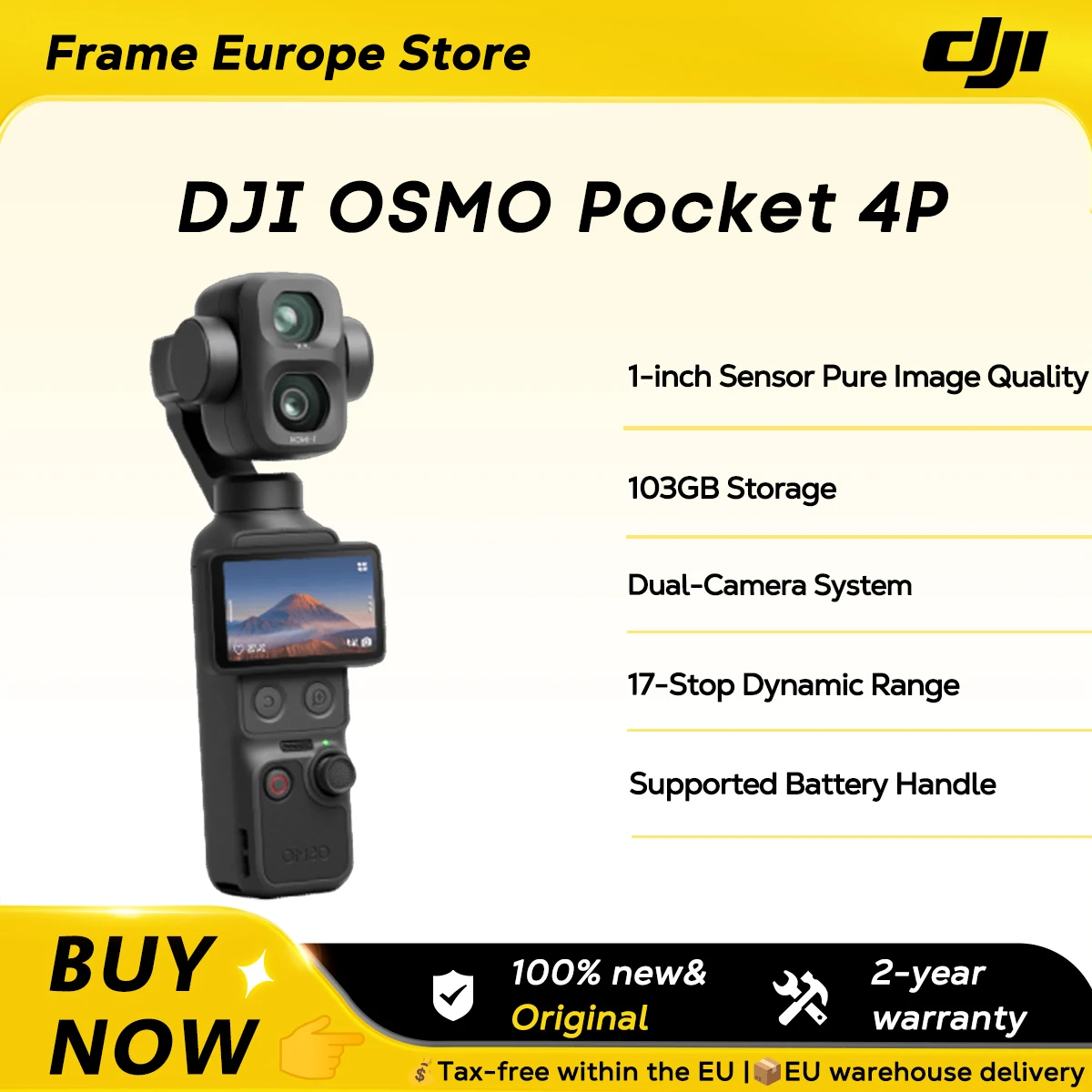 【2026 NEU】DJI Osmo Pocket 4P Dual-Kamera Gimbal 1-Zoll CMOS 17-Stop Dynamikbereich 4K/240fps Slow-Mo 103GB Speicher Vlogging-Kamera Osmo Pocket 4P