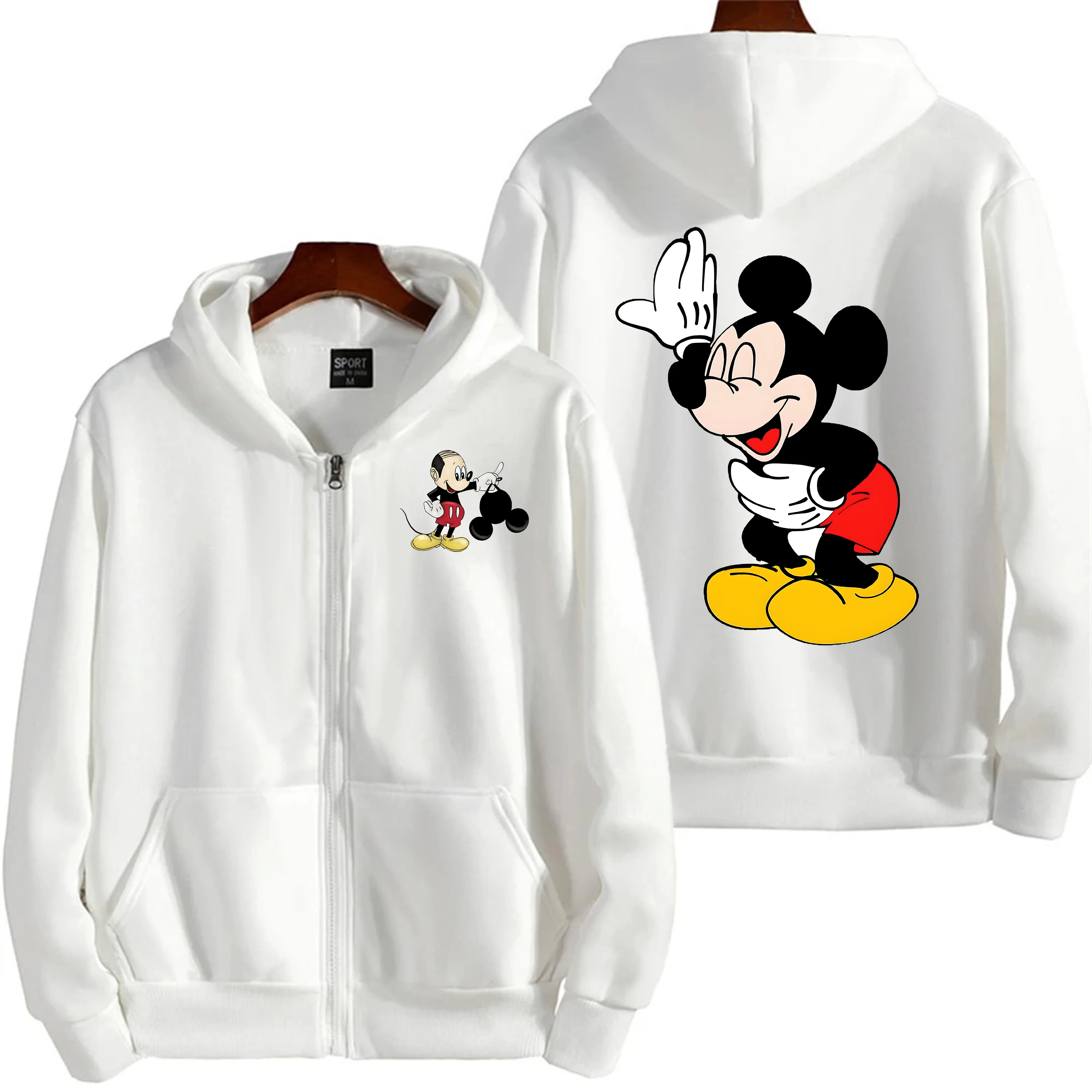 جديد أنيمي الكرتون ميكي ماوس مضحك ميكي ماوس سحاب مطبوع هوديي المرأة الخريف/الشتاء هوديي ملابس رياضية أنيمي هوديي #2