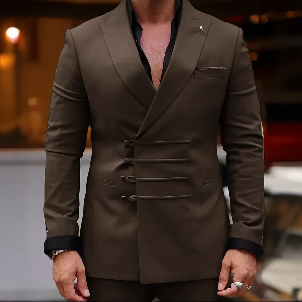 Beige Men's Suit Casual Jacket Pants 2-Piece Set Wedding Tuxedo Groom XS-5XL Color Custom Suit Men