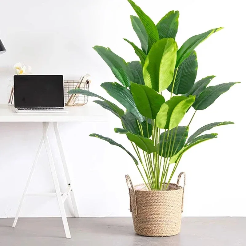 67-112cm Large Artificial Plants Bird of Paradise Tree Tropical Fake Banana Leaves Plastic Palm Plants for Home Garden Decor