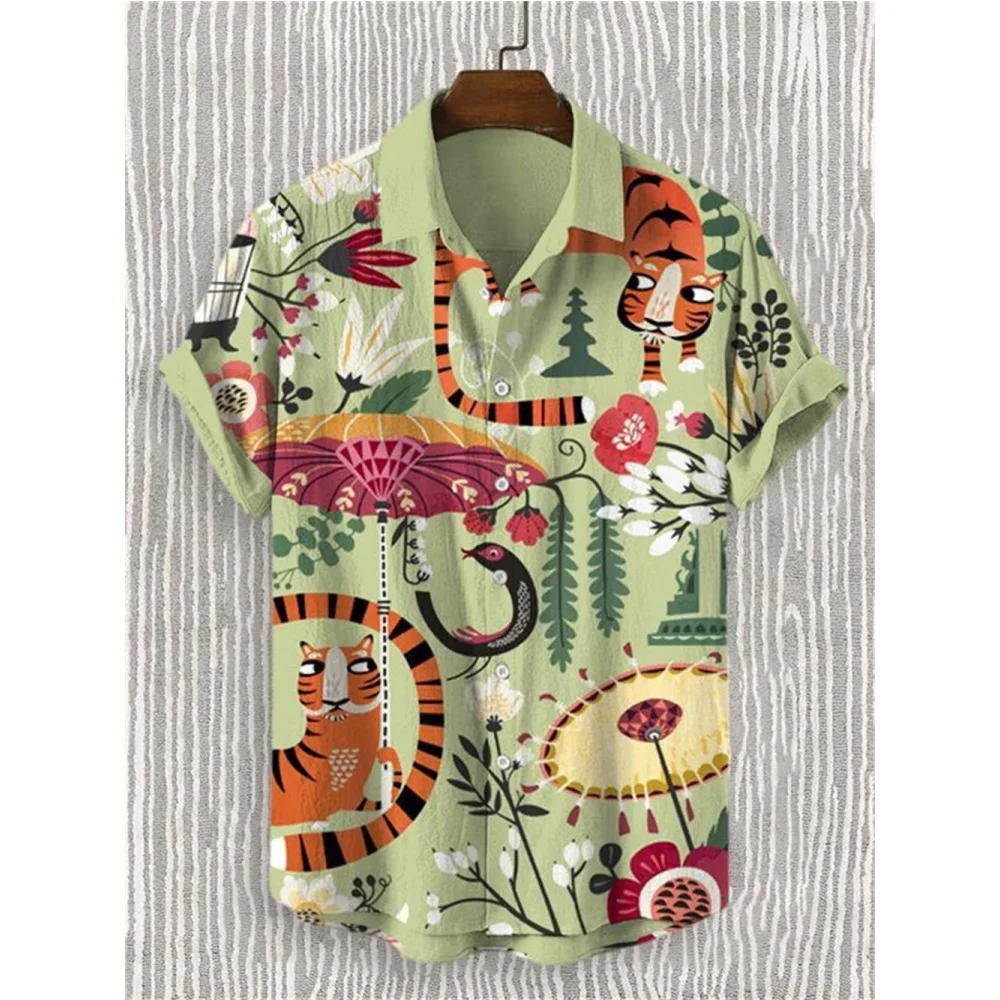 Camisa de manga corta para hombre, camisa hawaiana transpirable, suelta, informal, a la moda, de verano