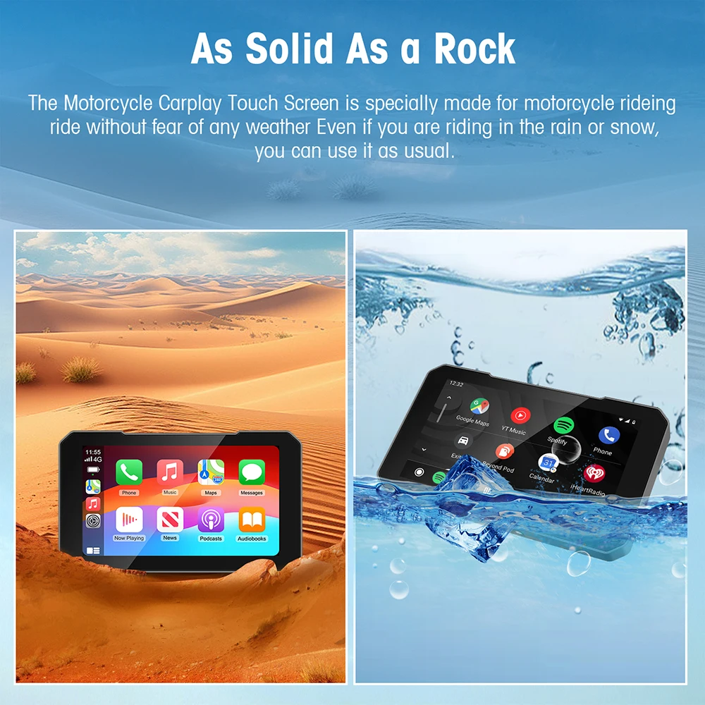 شاشة 5 بوصة تعمل باللمس للدراجات النارية CarPlay تدعم CarPlay اللاسلكي وAndroid Auto IP67 مقاومة للماء #2