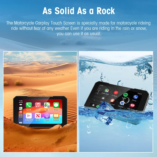 Imagen 2 del producto Pantalla CarPlay para motocicleta de 5 pulgadas compatible con CarPlay inalámbrico y Android Auto IP67 resistente al agua