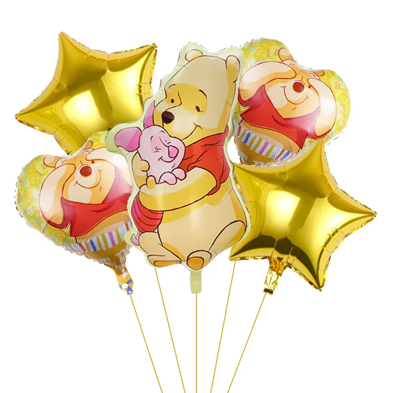 Cartoon Disney Winnie the Pooh Theme 32inch Gold Number Balloon Set Foil Globos Kids Birthday Party Decor Baby Shower Supplies