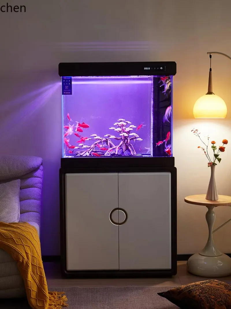 L22 New Chinese Fish Tank With Cabinet Bottom Filter Integrated Office Floor Water-free Landscaping Fish Tank Floor Cabinet