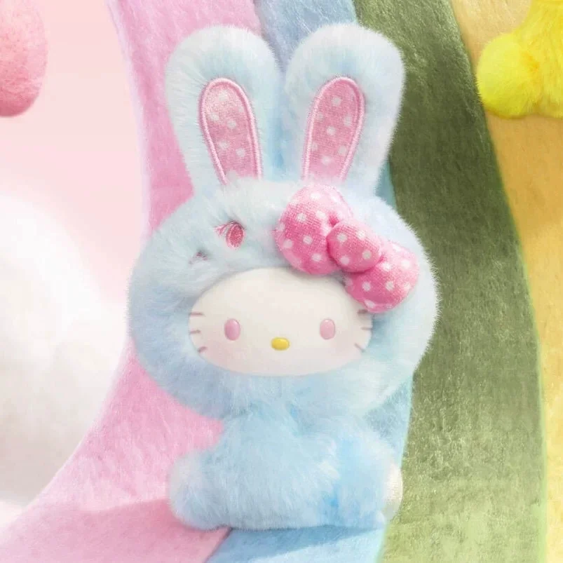Genuine TOPTOY Sanrio Hello Kitty Plush Pendant Rainbow Bunny Series Blind Box Kawaii Toy Hanging Decor Halloween Gift